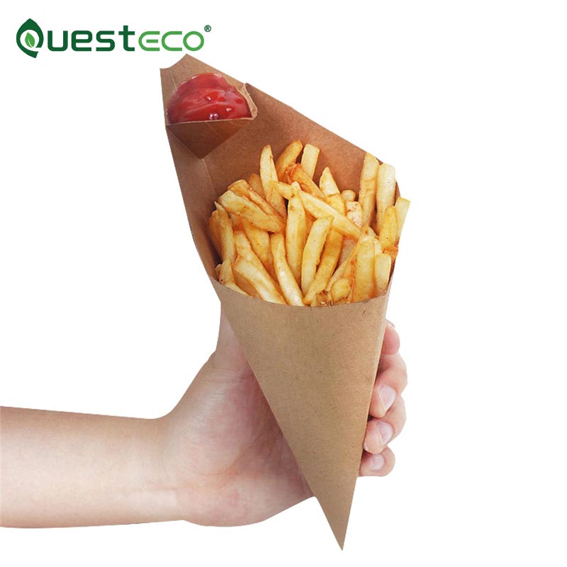 Scatola da imballaggio in carta per patatine fritte a cono
