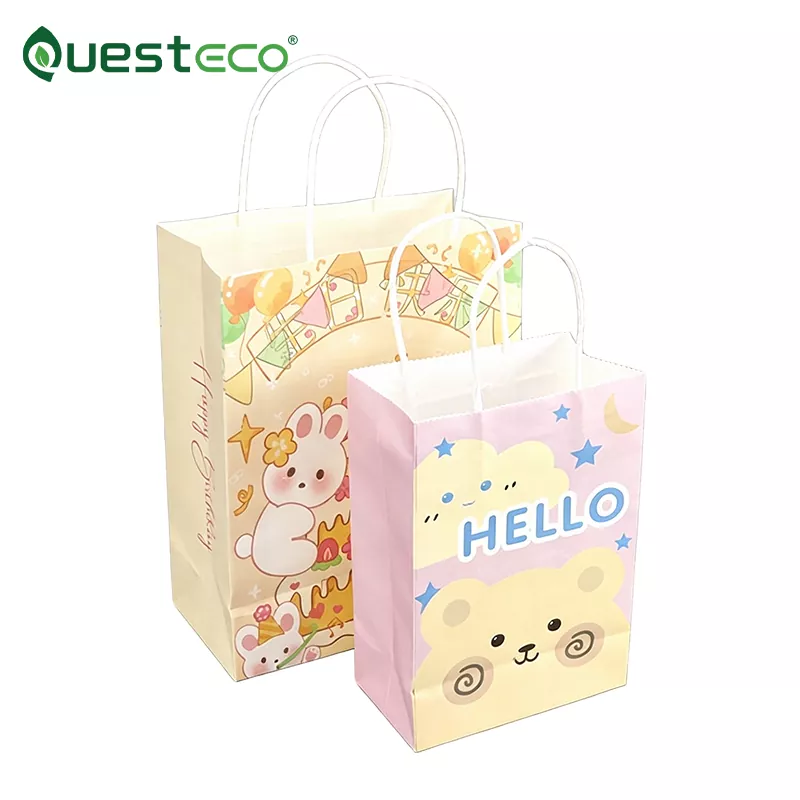 Borsa Di Carta Avorio Con Manici